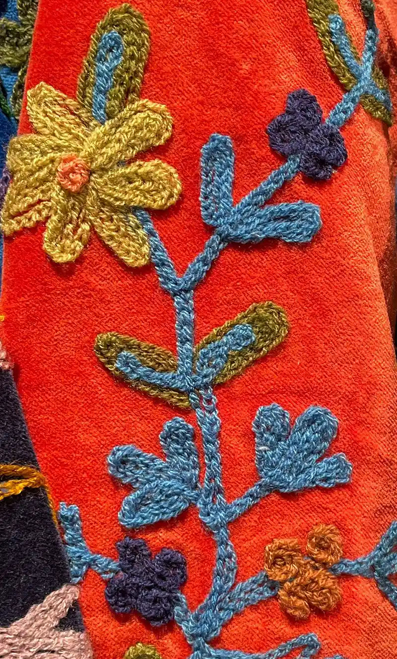 Giacca donna stile Suzani in velluto rosso