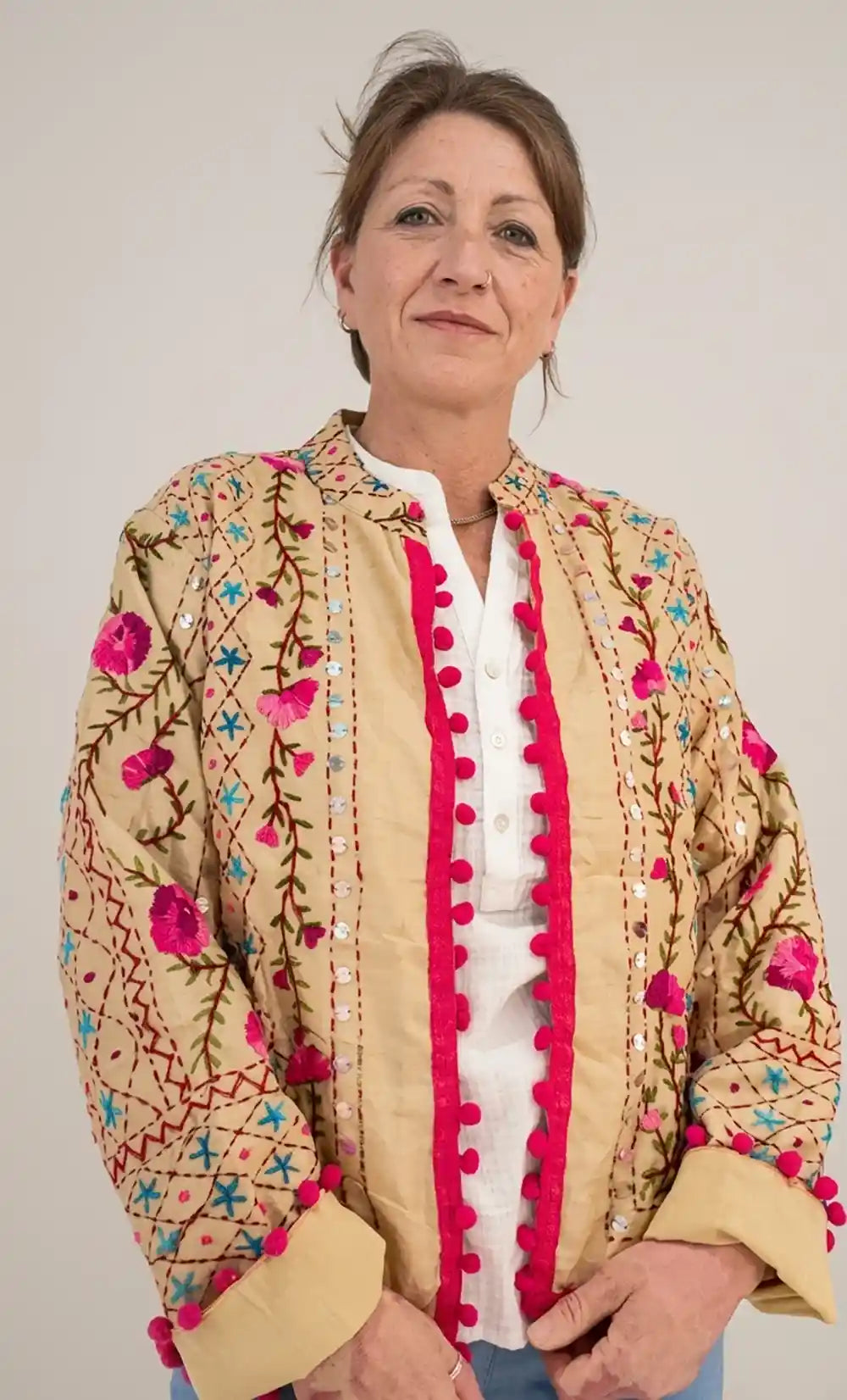 Giacca phulkari motivo geometrico