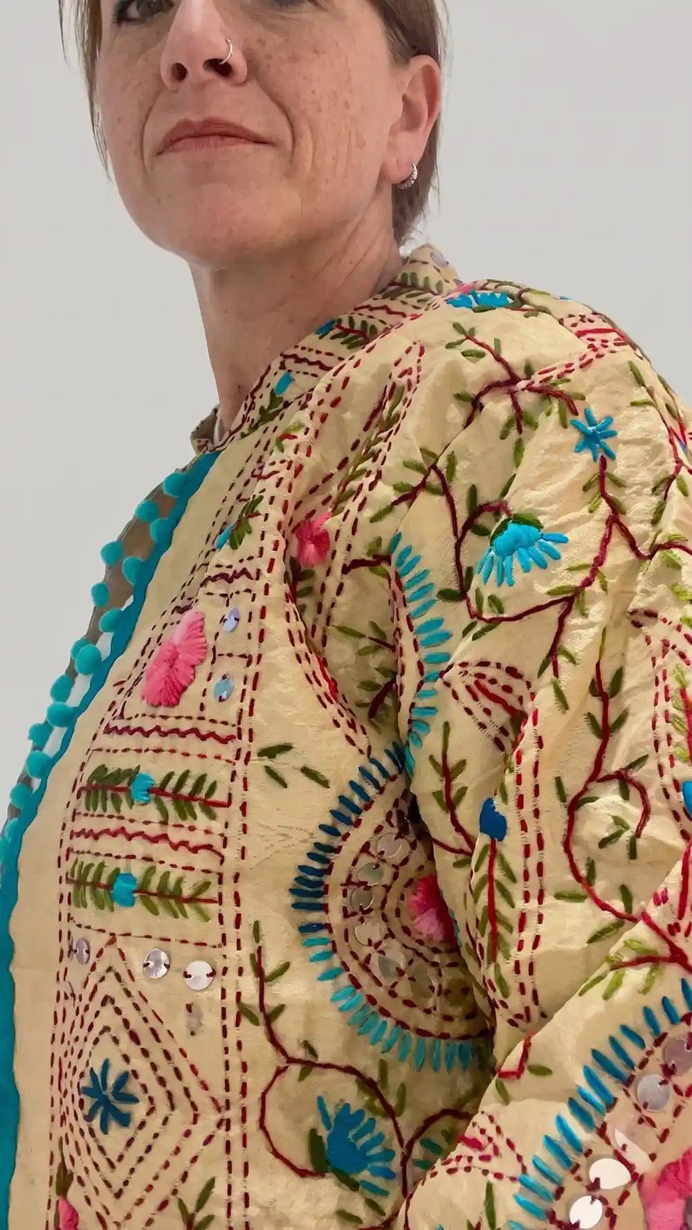 Giacca Phulkari 'Acqua Viva'