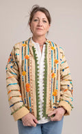 Giacca phulkari con ricamo verticale multicolore