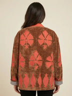 retro giacca ricamata velluto marrone ricami melograno