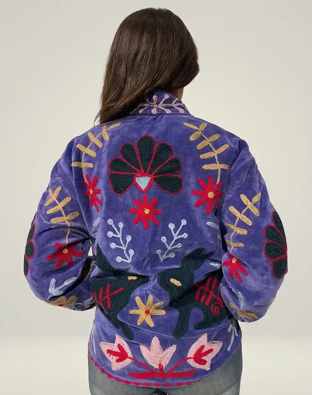 giacca velluto viola ricamata retro