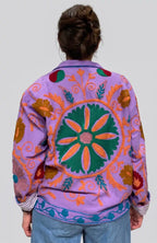 Giacca Suzani in cotone lilla con mandala arancio