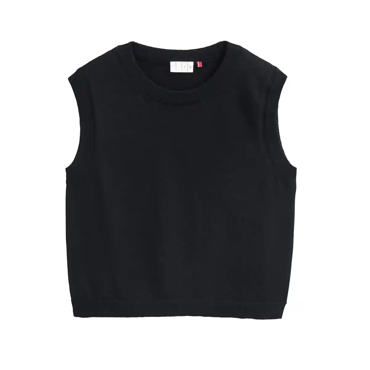 Gilet Girocollo in Pura Lana Merino GOTS – Nero