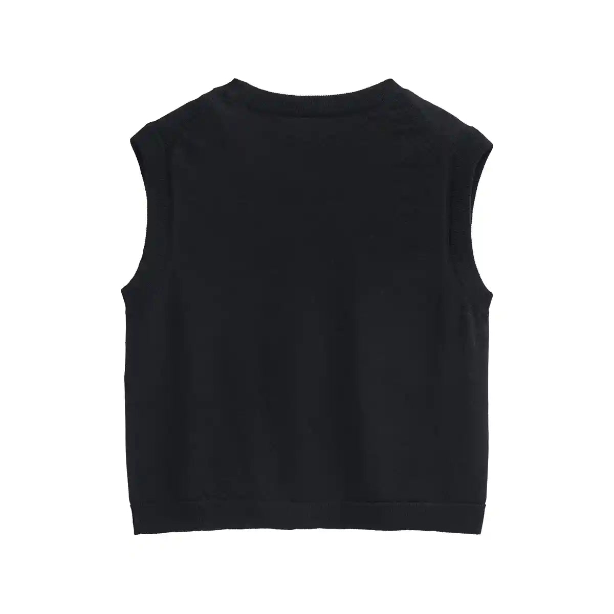 Gilet Girocollo in Pura Lana Merino GOTS – Nero