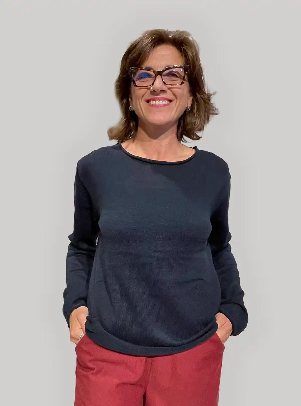 Maglia Donna Sottile in Cotone Biologico GOTS – Blu Navy