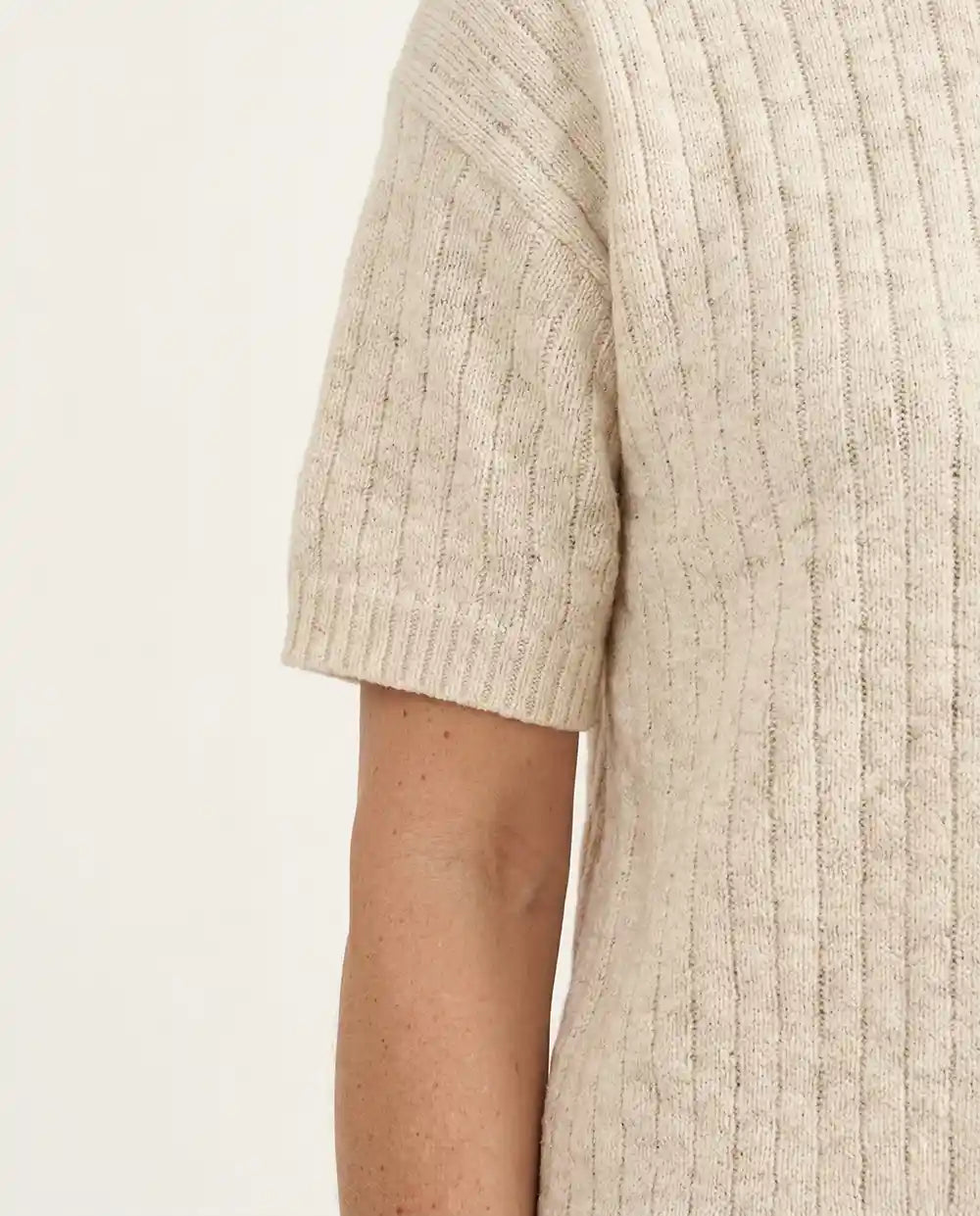 Maniche medie maglia traforata cotone bio panna donna