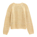 Maglioncino cotone biologico traforato giallo vista posteriore