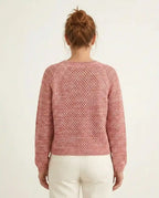 Maglioncino donna cotone biologico traforato rosa antico