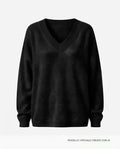 Maglione Oversize Scollo a V in Cashmere Rigenerato - Nero