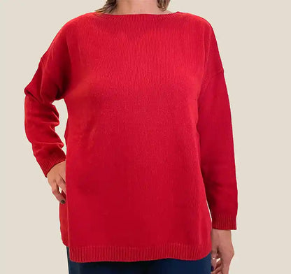 Maglione in Cashmere Donna Oversize Colore Rosso