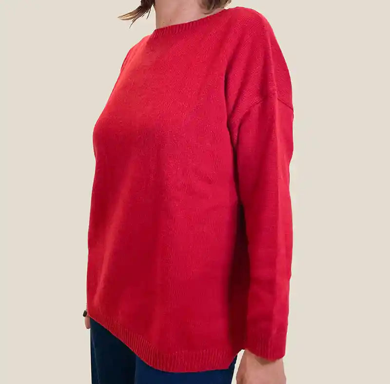 Maglione in Cashmere Donna Oversize Colore Rosso