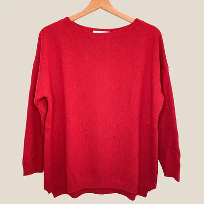 Maglione in Cashmere Donna Oversize Colore Rosso