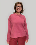 Maglione donna girocollo rosso lampone in caldo cotone biologico GOTS