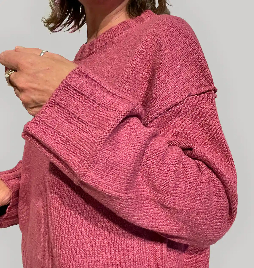 Maglione Donna Girocollo in Cotone Biologico GOTS – Lampone