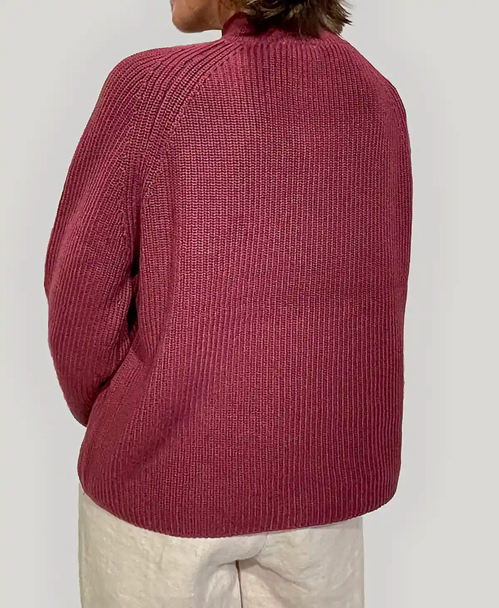 Maglione Donna a Lupetto in Cotone Biologico GOTS – Rosso Lampone