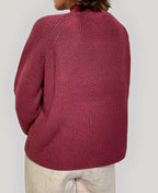Maglione Donna a Lupetto in Cotone Biologico GOTS – Rosso Lampone