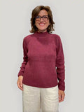 Maglione donna rosso lampone a lupetto in caldo cotone biologico GOTS