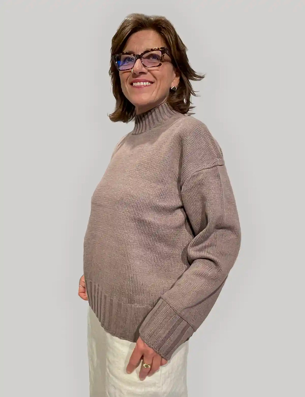 Maglione Donna Girocollo Cotone Biologico GOTS – Tortora