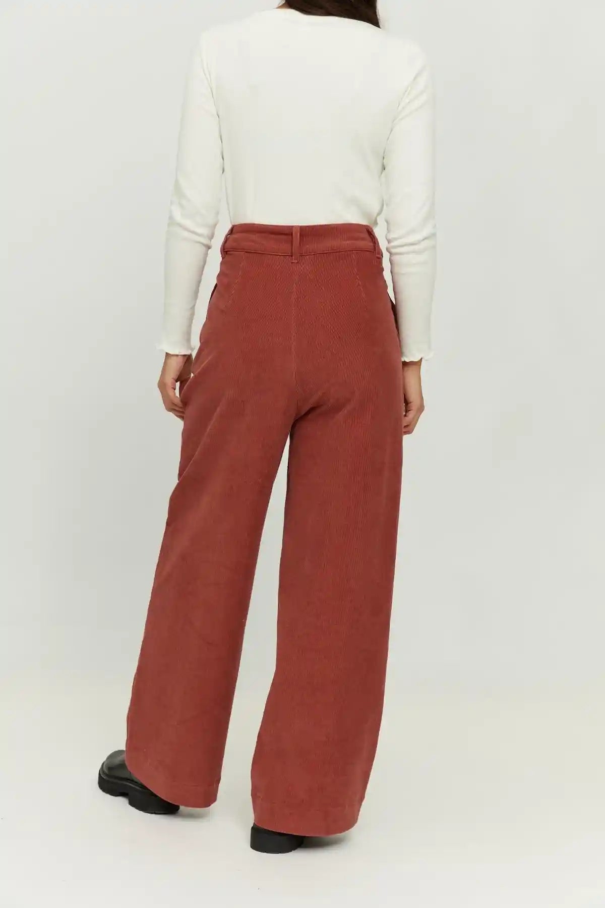 Mazine pantalone palazzo donna invernale velluto rosso mattone