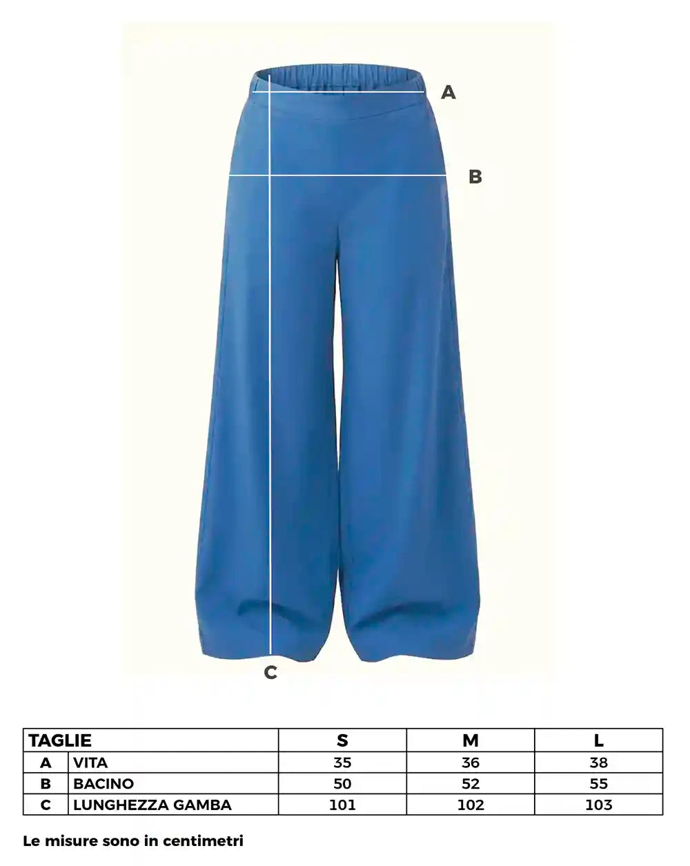 Pantalone Palazzo in cotone indiano Blu Cobalto