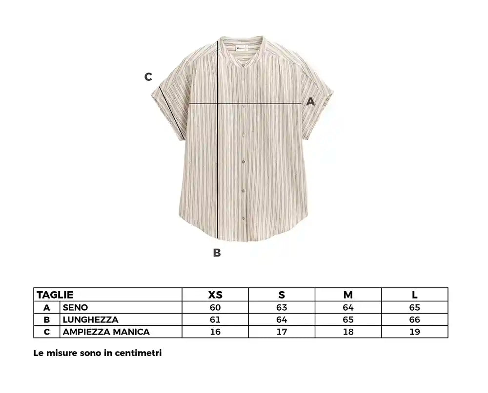 Camicia maniche corte cotone bio righe verticali