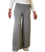 Pantaloni donna 7/8 in viscosa di bamboo grigio perla a gamba larga