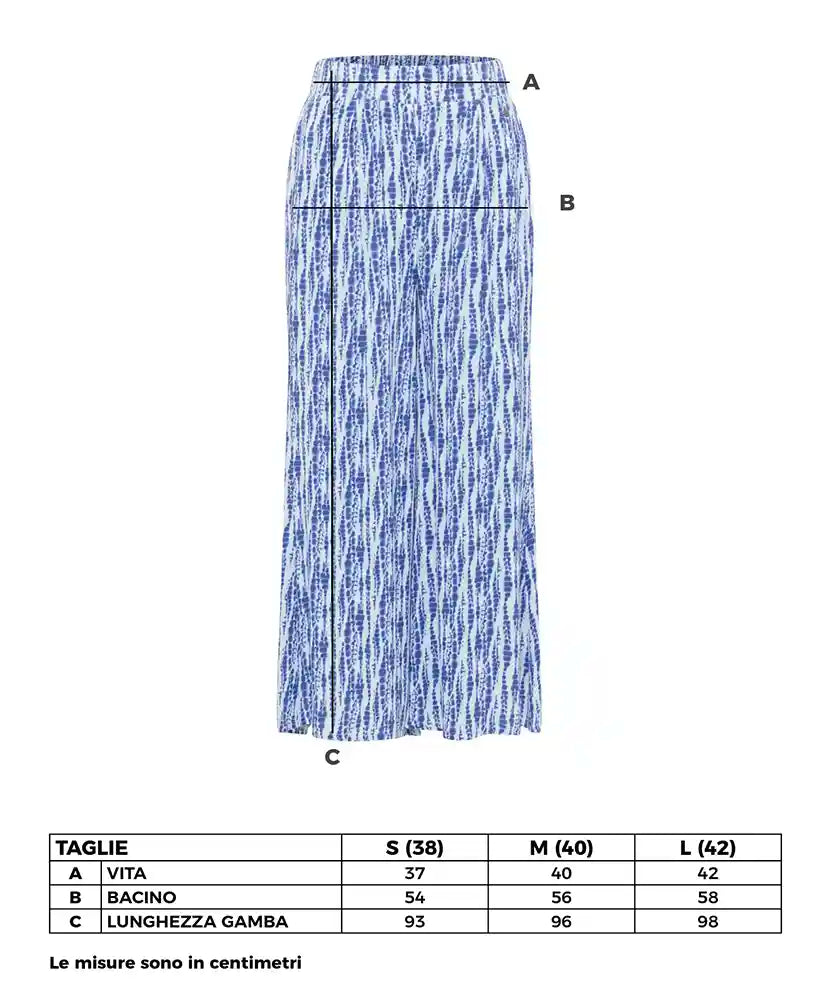 Pantalone culotte in viscosa EcoVero fantasia Batik blu