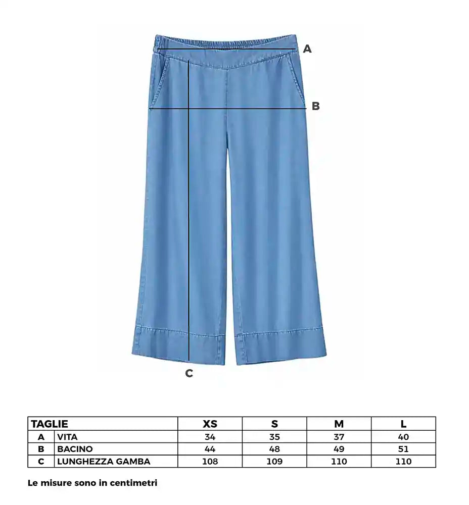 Pantalone gamba larga denim tencel