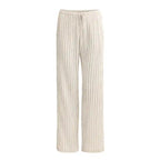 Pantalone largo mussola cotone bio elastico laccetto donna frontale