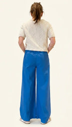 Pantalone Palazzo in cotone indiano Blu Cobalto