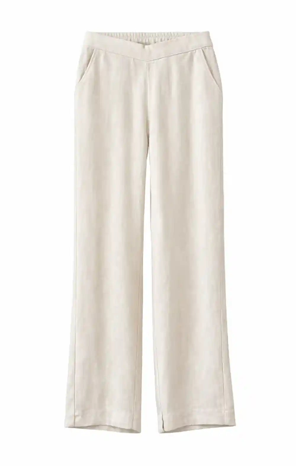 antalone gamba larga palazzo lino sabbia elastico 