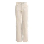 Pantaloni Slim in Velluto Beige