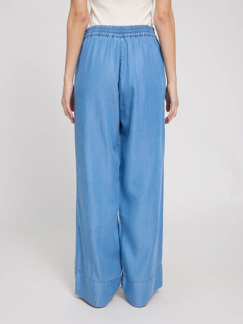  Pantalone Tencel lyocell denim gamba larga vista posteriore
