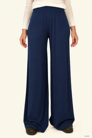 Pantaloni Donna Lunghi in Viscosa di Bamboo – Blu Navy