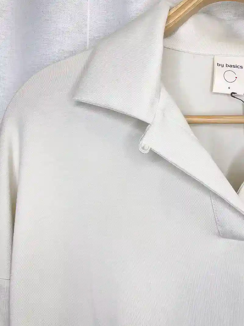 polo donna bianco avorio - abbigliamento in fibra di bamboo 