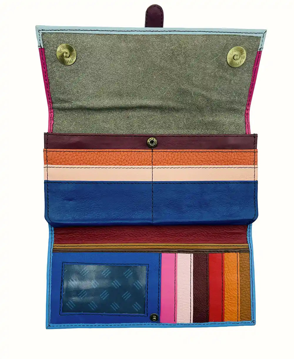 Portafoglio donna colorato in pelle riciclata