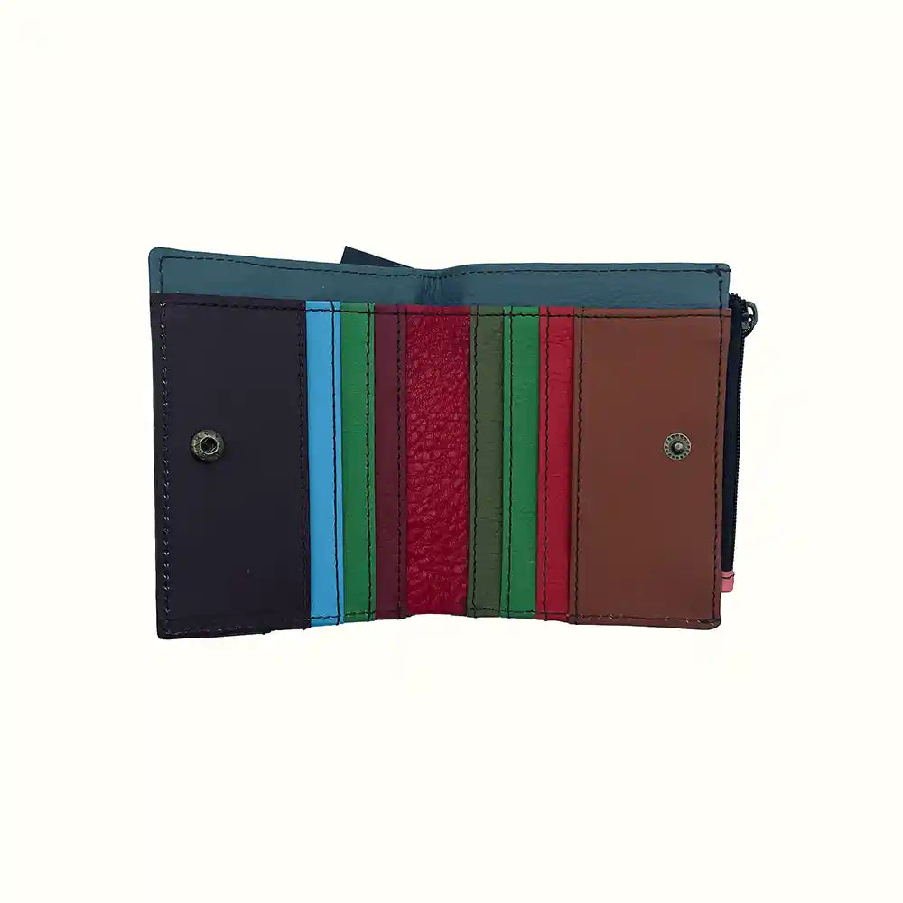 Portafoglio donna piccolo in pelle con zip