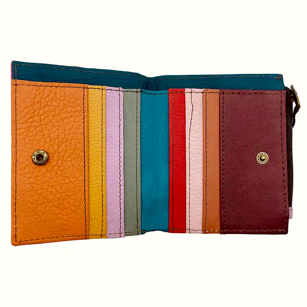 Portafoglio donna piccolo in pelle con zip