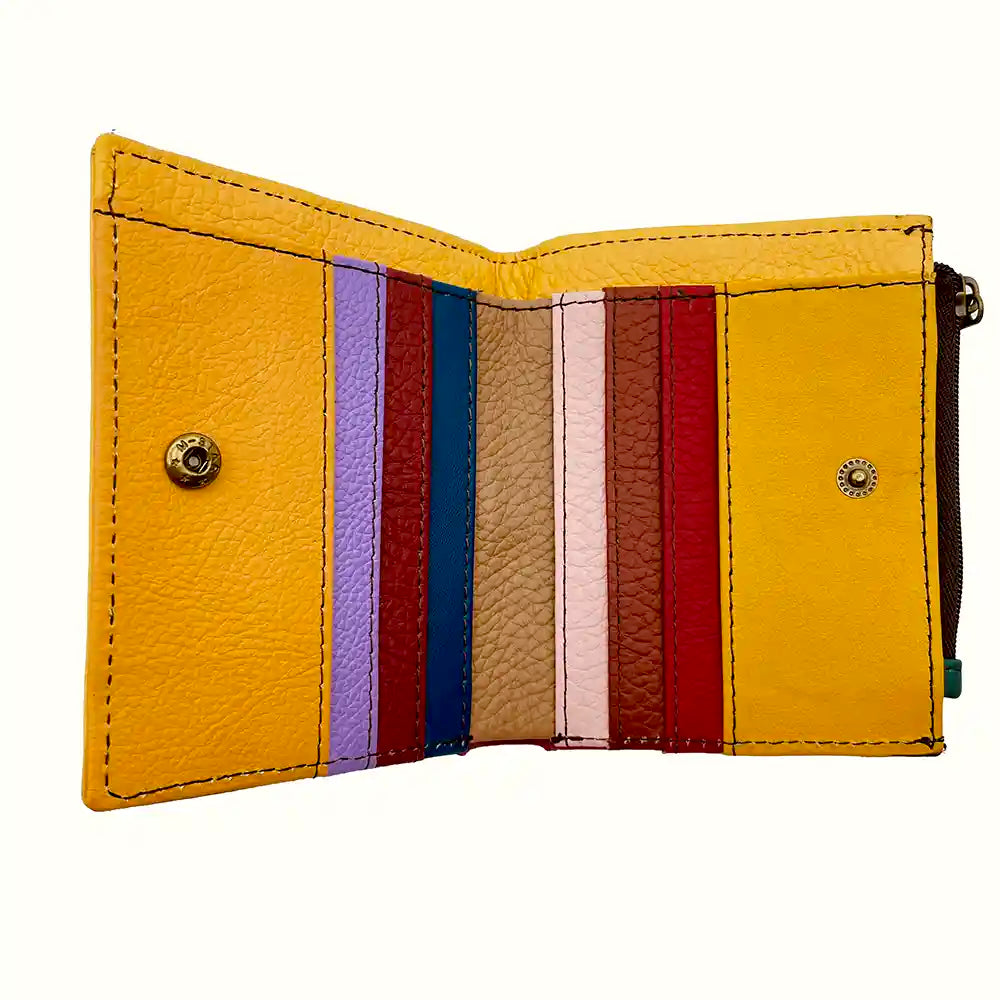 Portafoglio donna piccolo in pelle con zip