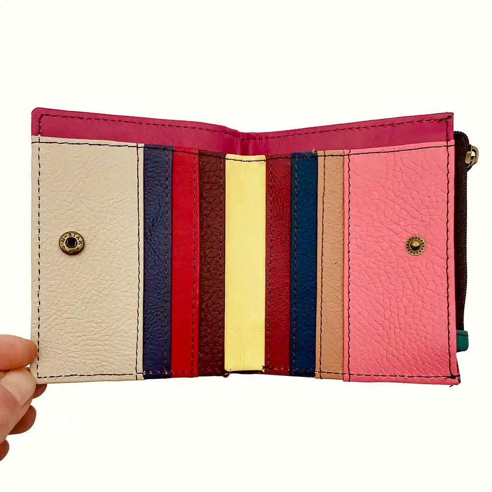 Portafoglio donna piccolo in pelle con zip