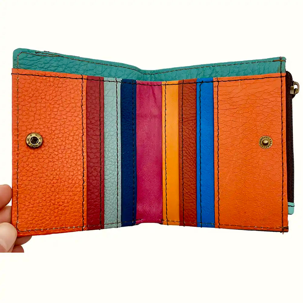 Portafoglio donna piccolo in pelle con zip