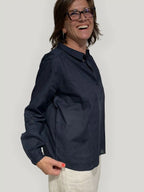 camicia blu cotone biologico GOTS