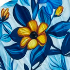 Ventaglio in Seta floreale Blu e Giallo