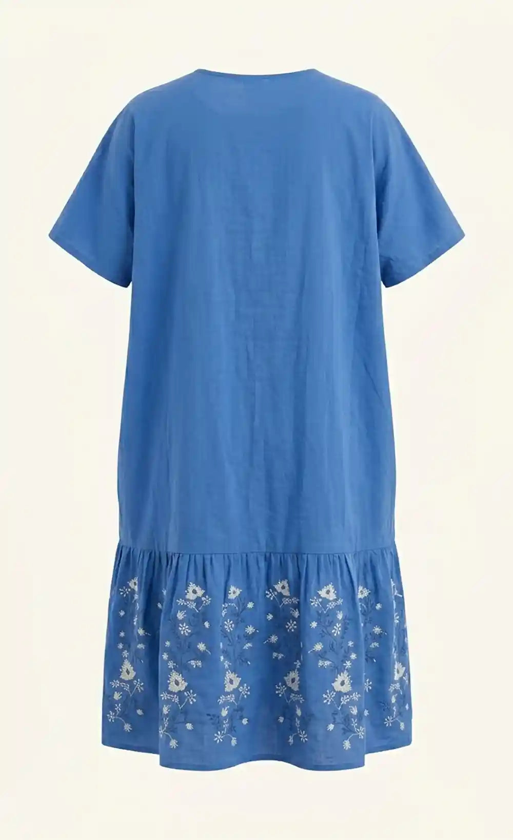 Vestito lungo in cotone indiano ricamato Blu Cobalto