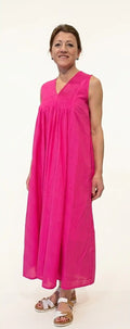 Vestito lungo in cotone fresco indiano color fucsia