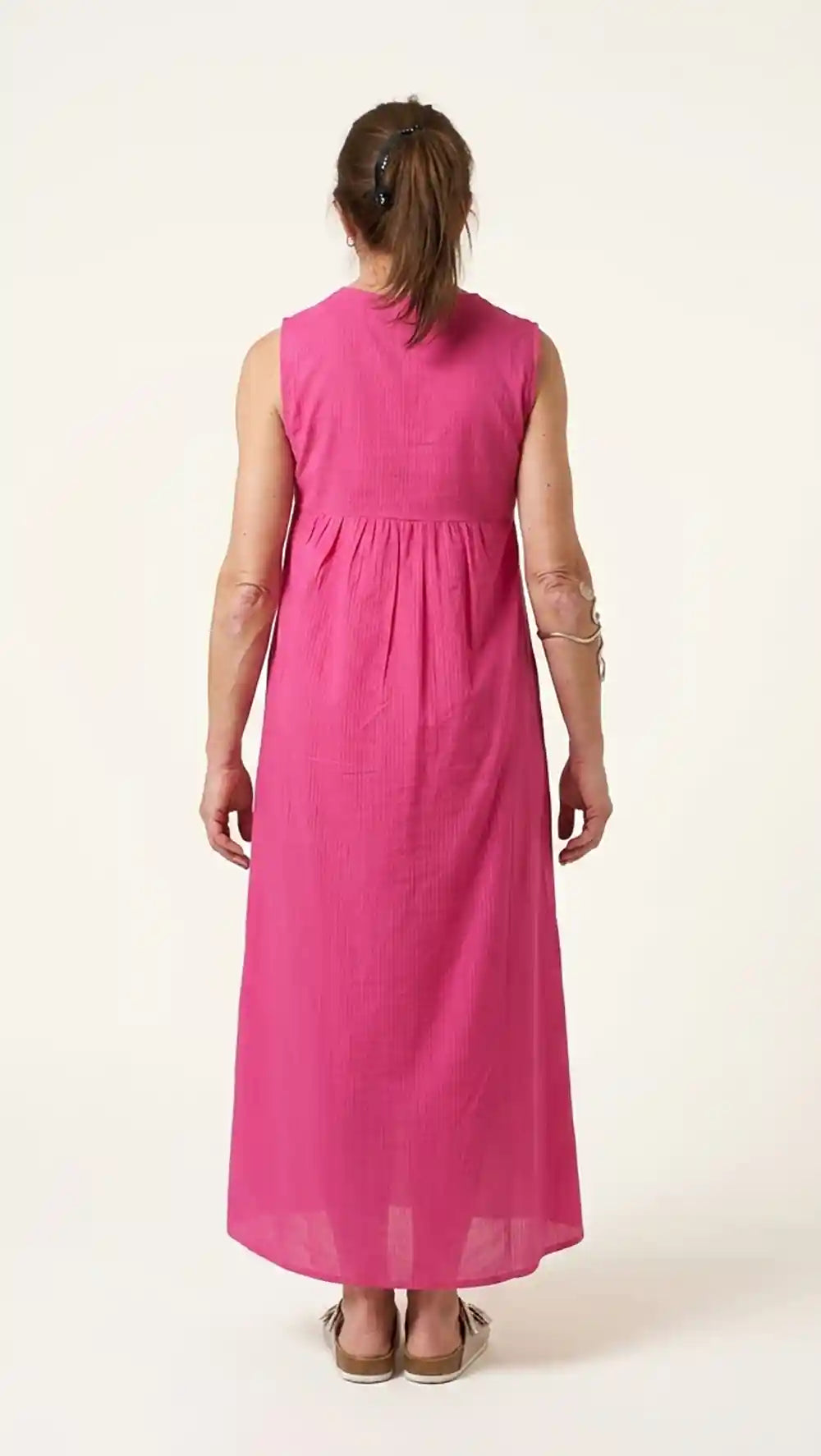 Vestito lungo in cotone indiano Fucsia