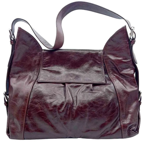 Borsa Donna Vintage In Vera Pelle Rossa