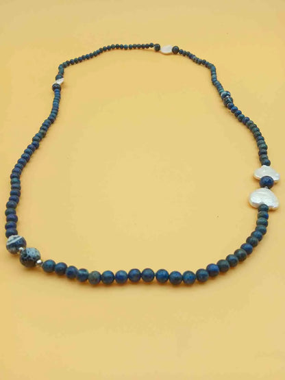 Collana Vintage con Pietre Blu lapislazzuli e madreperla