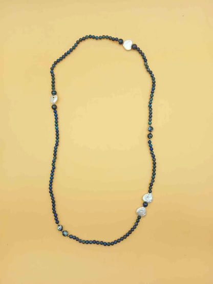 Collana Vintage con Pietre Blu lapislazzuli e madreperla